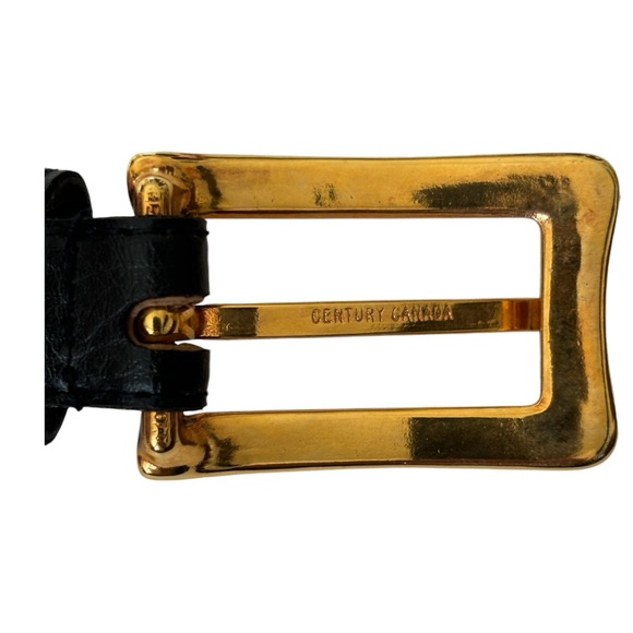 Motion East leather dress belt w/ gold finished rectangular buckle | small - Picture 4 of 13